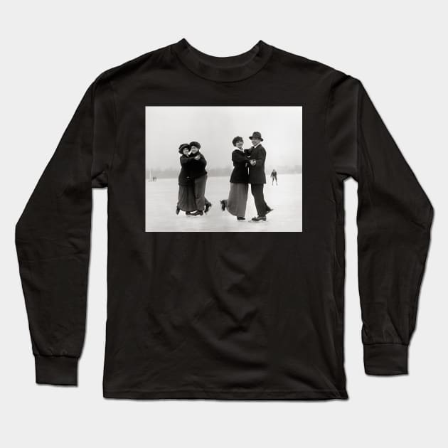 Ice Skating Couples, 1915. Vintage Photo Long Sleeve T-Shirt by historyphoto